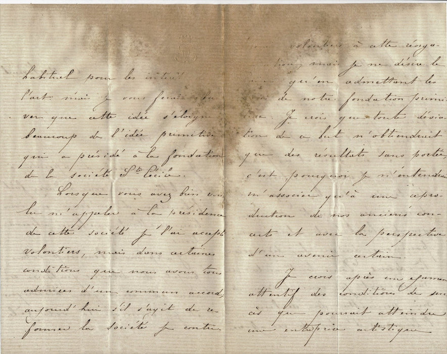 DUC DE CARAMAN 1762-1839 lettre signée musique Société de musique Sainte Cecile