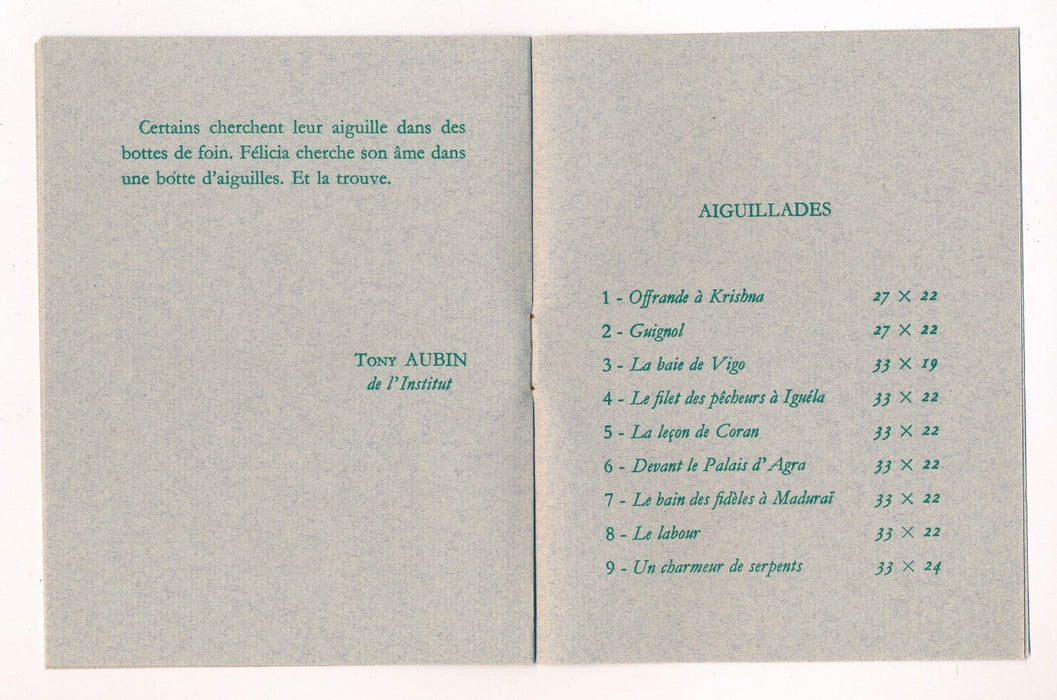 Felicia Galerie Séraphine Paris livret exposition Tony Aubin