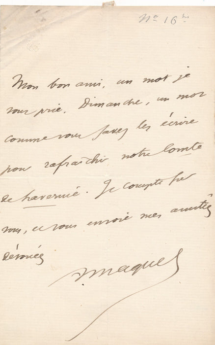 Romancier Auguste MAQUET pour Comte de Lavernie Prémaray lettre autographe 