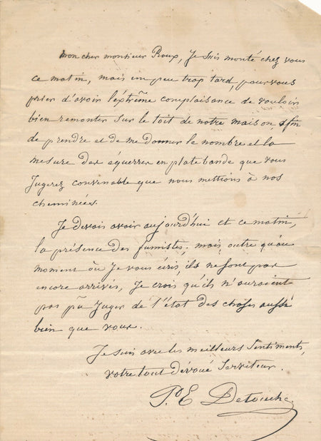 peintre Paul-Emile DESTOUCHES lettre autographe signée ET dessin 7 croquis 