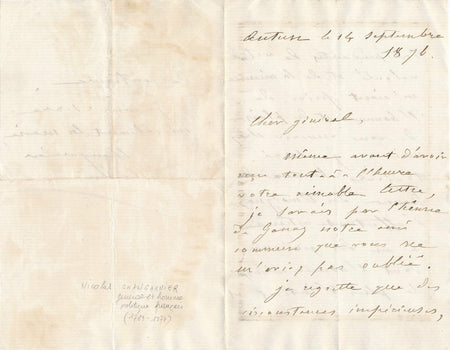 Politique Militaire Nicolas Changarnier lettre autographe signée 