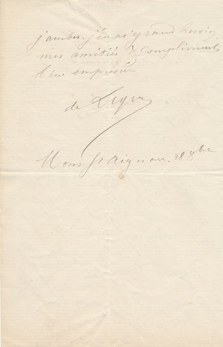 HURAULT de LIGNY peintre Mont Saint Aignan lettre autographe signée ses jambes !