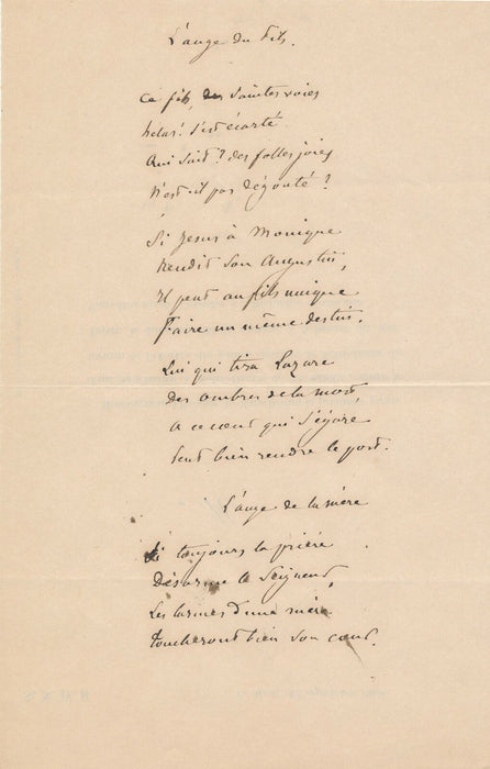 Poème autographe de Jules BUFFET vers 1860 9 strophes et imprimés poésie