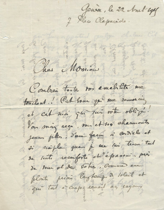 Maurice KUFFERATH violoncelliste La Monnaie Bruxelles lettre autographe signée