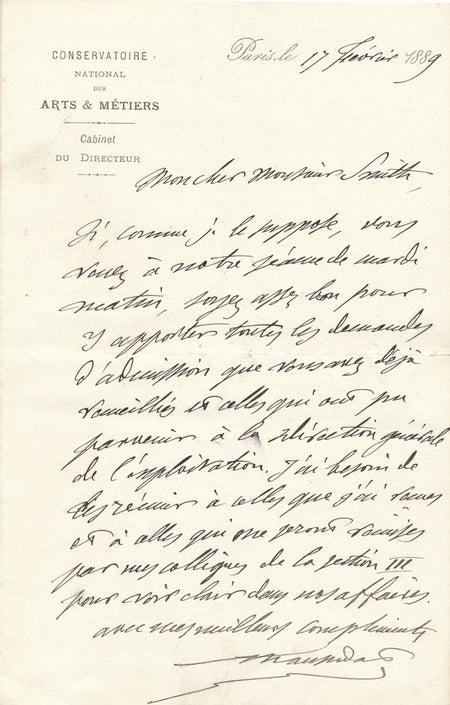 Aimé LAUSSEDAT astronome photographe lettre autographe Exposition universelle