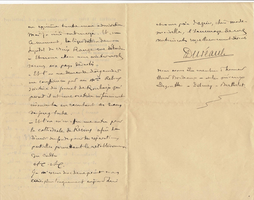 Armand Duréault Mâcon Académie Correspondance 4 lettres femme féminisme Blanchet
