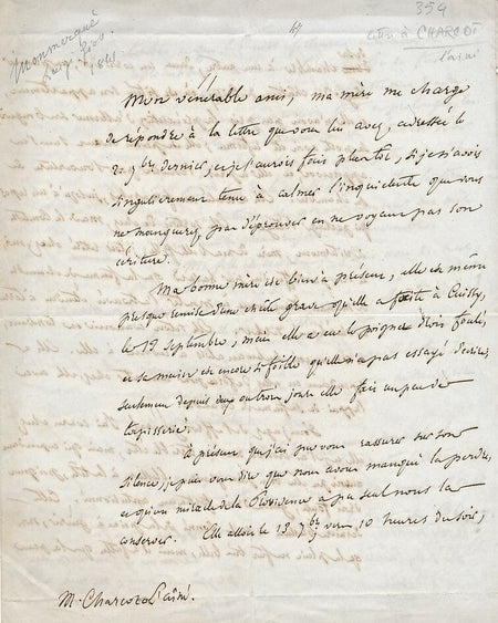 Louis de MONMERQUÉ lettre autographe signée à Jean-Martin CHARCOT 1841