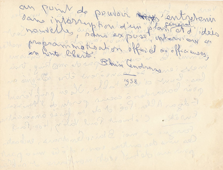 Blaise CENDRARS manuscrit autographe signé Paul Valéry Léon-Paul Fargue cubisme