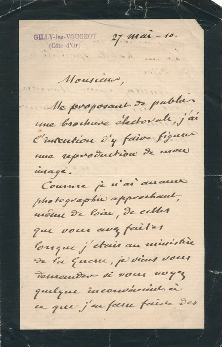 général Louis André demande des photographies portraits lettre autographe signée