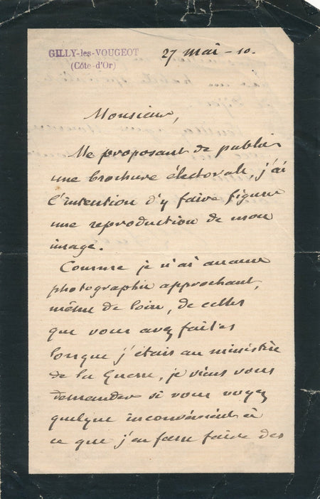 général Louis André demande des photographies portraits lettre autographe signée