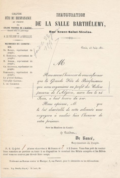 colonie Algérie Fête de bienfaisance au profit des colons pauvres