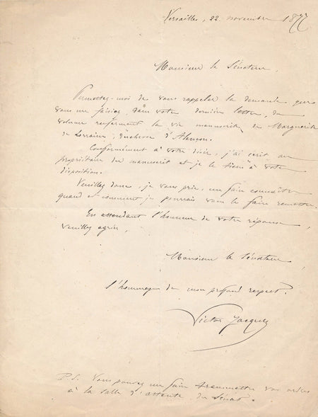 chimiste Victor A. Jacquelain autographe signée Marguerite de Lorrain Alençon