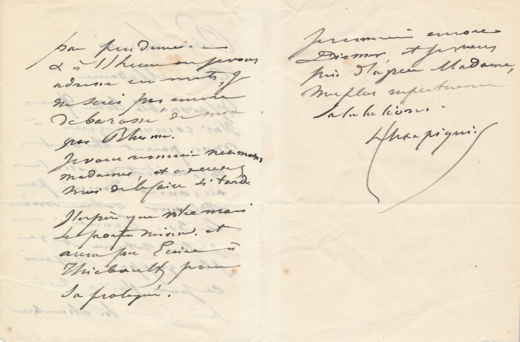 Peintre Henri HARPIGNIES lettre autographe signée concert Louis Diémer musique