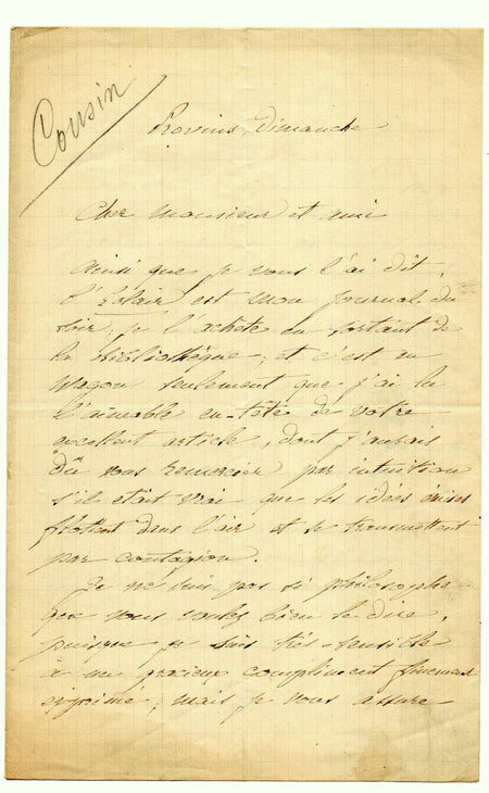 Jules COUSIN bibliothèque historique Paris 2 lettres autographes signées
