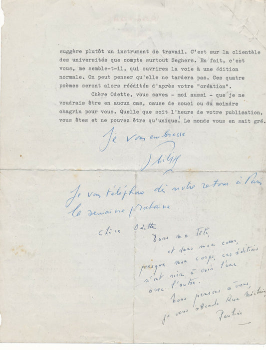 Philippe de Rothschild 3 lettres et 3 billets autographes signée poésie 1969-70