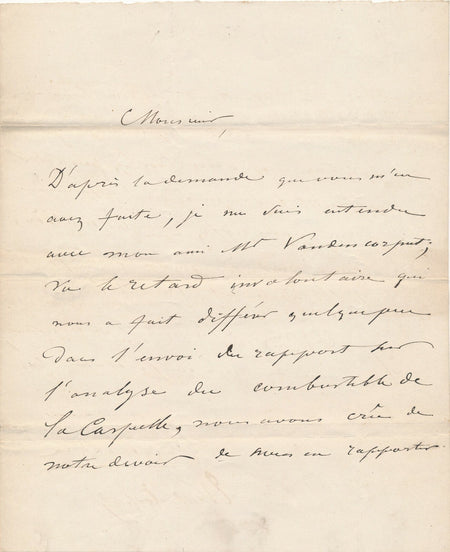 van den CORPUT J. D. Hannon lettre autographe signée combustible chimiste