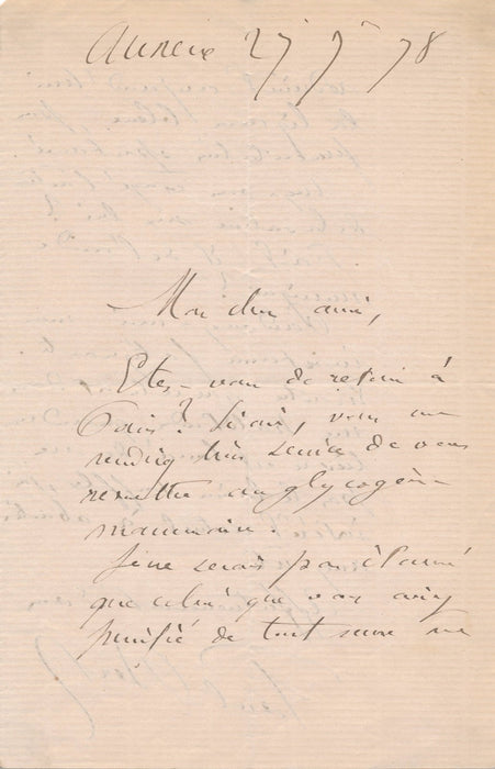 Médecin médecine lettre autographe signée Paul Bert recherche chimiste glycogene