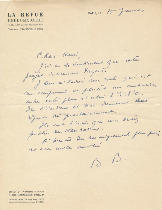 Bernard BARBEY correspondance autographe signée 8 lettre presse édition suisse