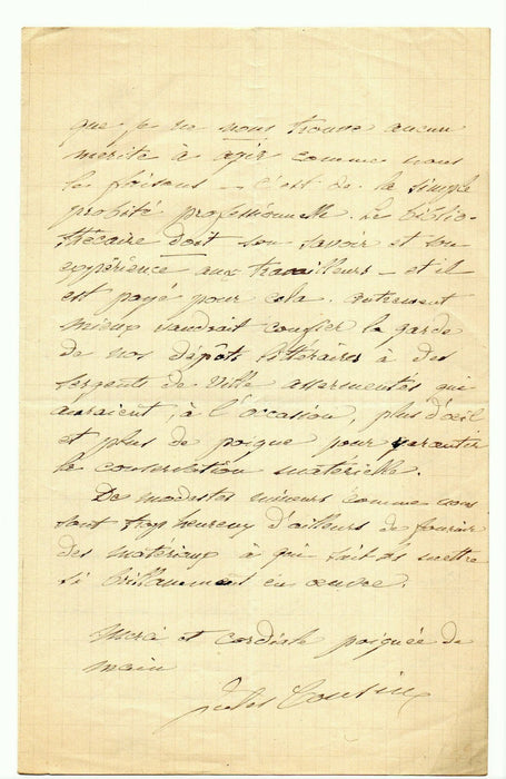 Jules COUSIN bibliothèque historique Paris 2 lettres autographes signées