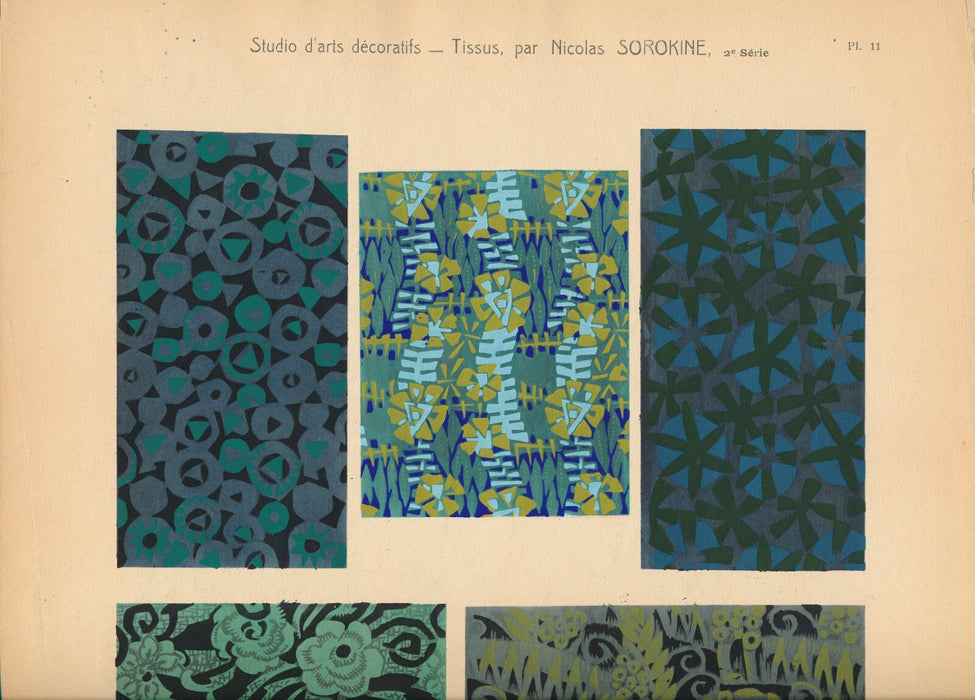 SOROKINE Broderies Tissus 2e série Arts décoratifs v. 1920 pochoir 52 motifs