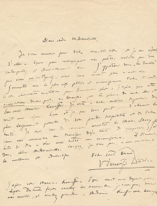 Vincenzo DAVICO 2 lettres autographes signées Sonatina rustica Cipresso notturno