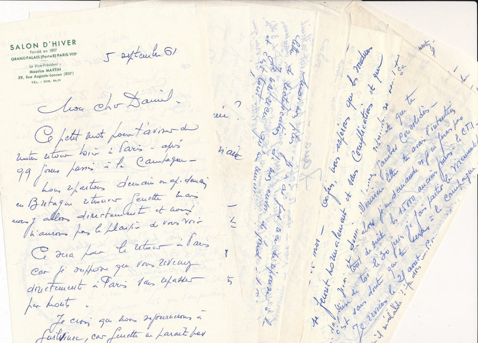 Maurice MARTIN belle correspondance 8 lettres autographes Madagascar Salon Yorgo