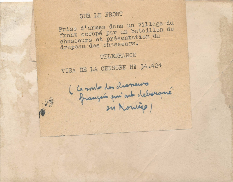 Militaire Campagne Norvège 1940 Guerre mondiale chasseurs français tirage époque