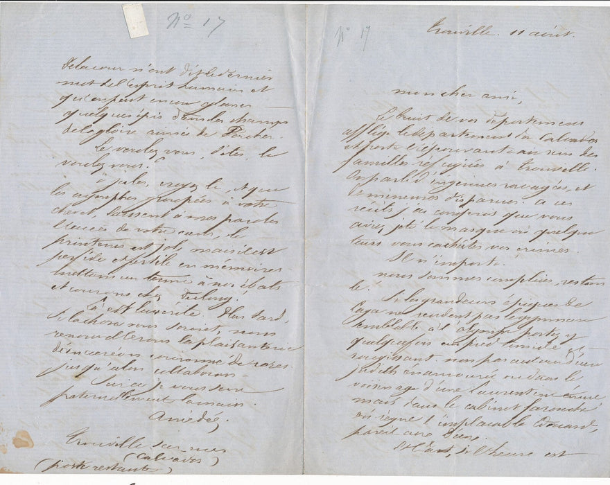 Amédée ACHARD à Jules de PRÉMARAY amusante lettre de deux amoureux du théâtre
