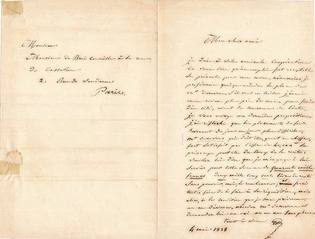 Théophile DEYEUX cygénétique 2 lettres autographes M. de Broé chasse