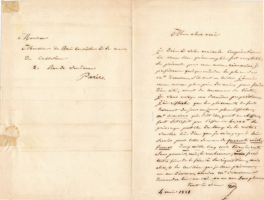 Théophile DEYEUX cygénétique 2 lettres autographes M. de Broé chasse