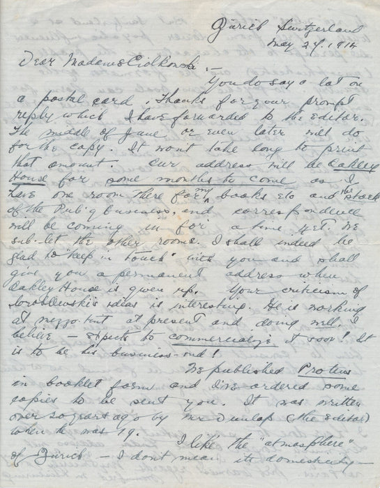 Winifred Wilson LEISENRING occultisme théosophie 2 lettres autographe signées