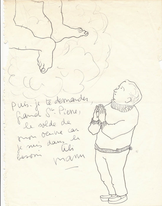 Emmanuel LAMOTTE 1916-1998 peintre Normandie Sainte Adresse lettre illustrée