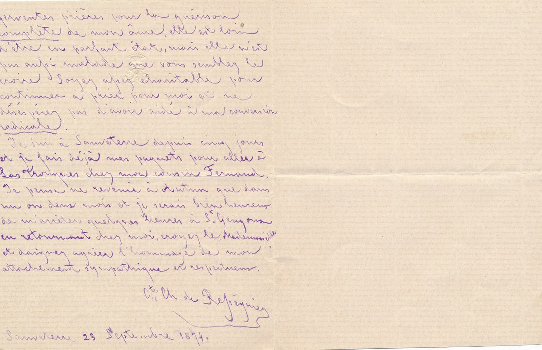 Charles de Rességuier comte x 3 lettres autographes signées Sauveterre Jules