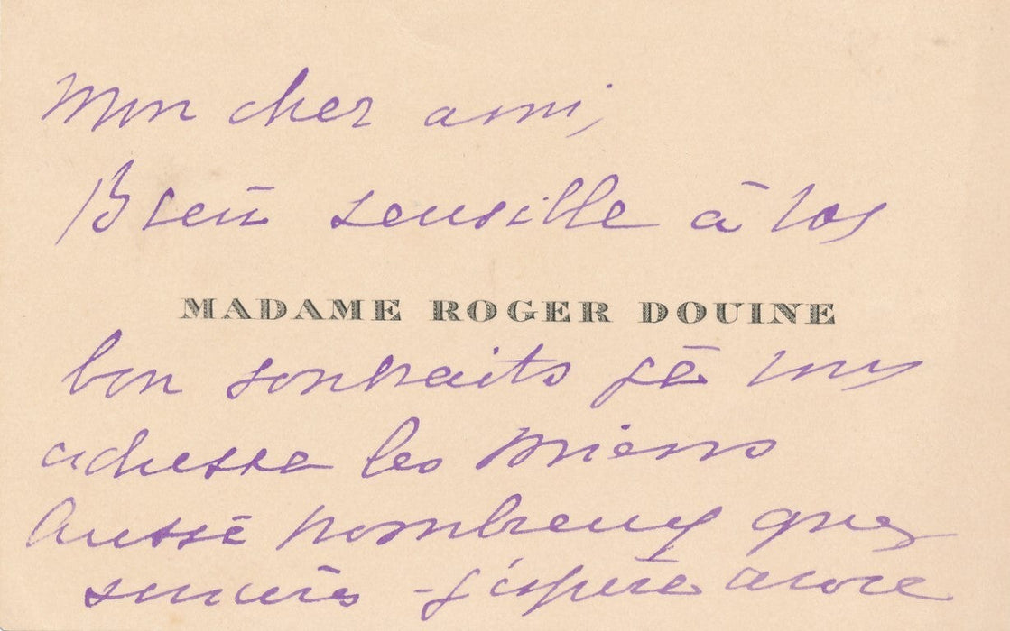 Cyprienne DUBERNET HERIOT DOUINE 2 cartes autographes signées