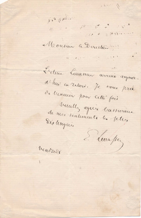 Charles Levasseur économie lettre autographe signée économiste académicien 