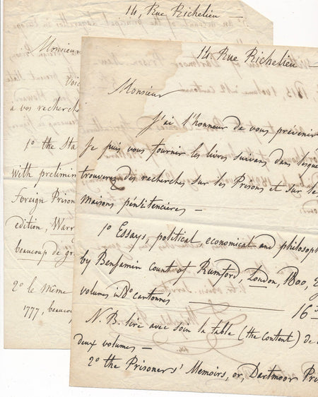 Théophile BARROIS bibliographie anglaise prison 2 lettres autographes signées