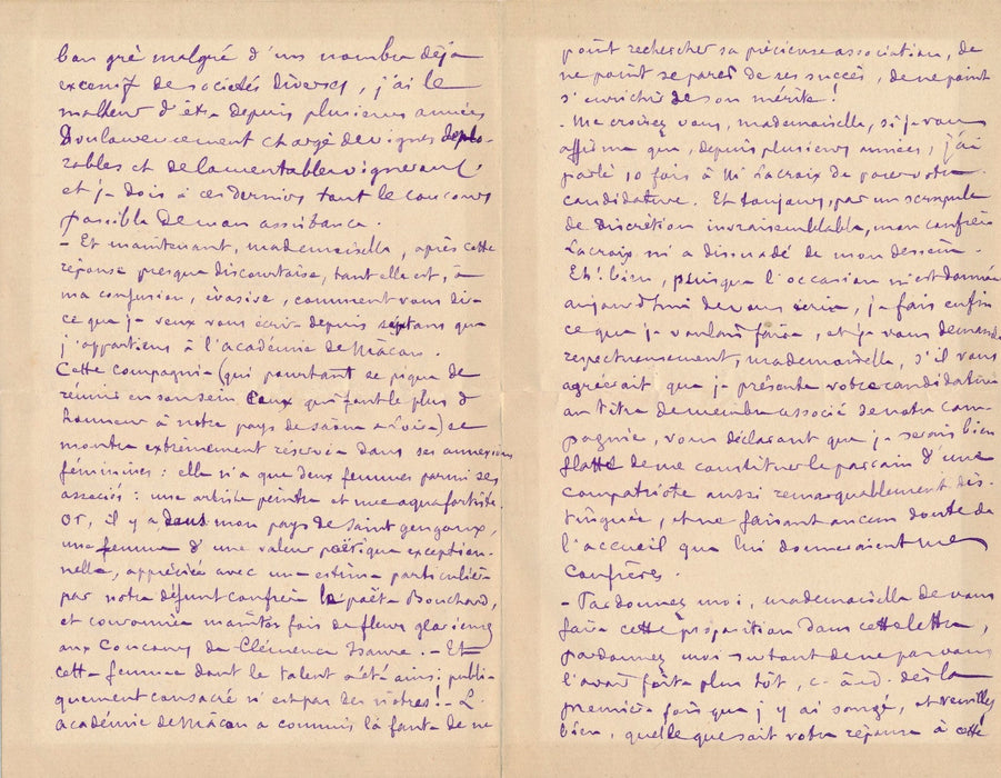 Armand Duréault Mâcon Académie Correspondance 4 lettres femme féminisme Blanchet