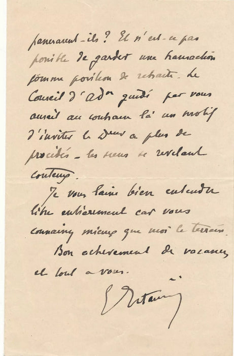 Édouard Estaunié 2 lettres autographes jeune romancier