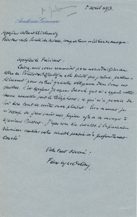 écrivain Mac Orlan 2 lettres autographes signées 1 carte Willemetz Taponier Bofa