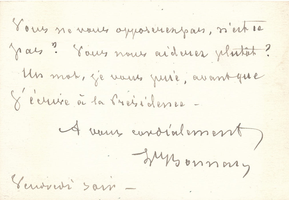 Léon BONNAT soutient Henner pour être commandeur carte autographe signée