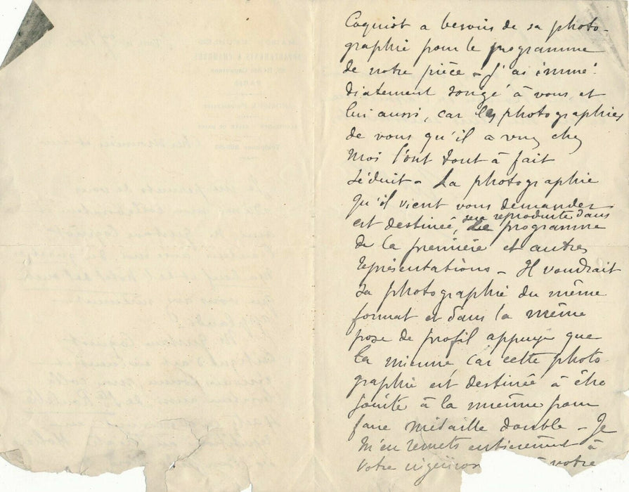 Jean Lorrain 4 lettres Madame de Thèbes 1 lettre sur la photographie portrait