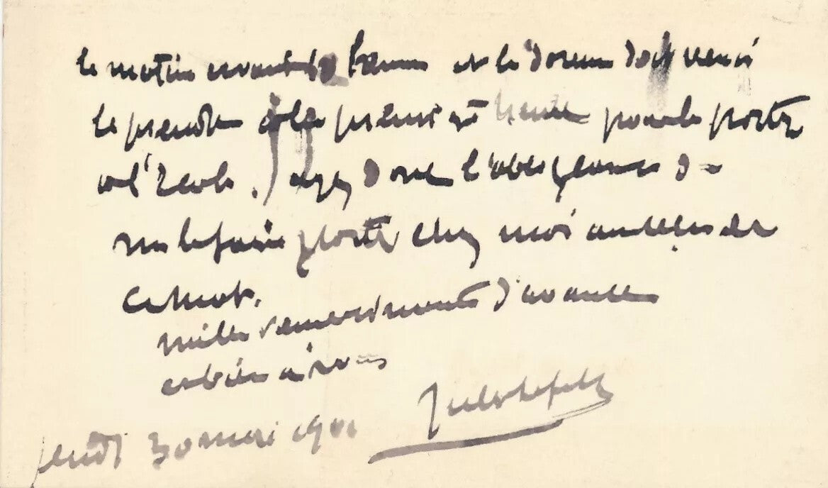 Jules LEFEBVRE peintre 4 cartes de visite autographes signées à Gaston BRAUN