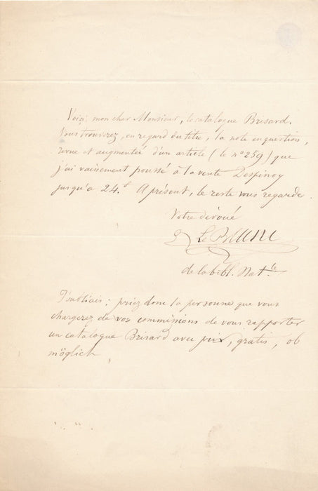 art Charles LEBLANC 2 lettres autographes signées Despinoy Estampe bibliothèque