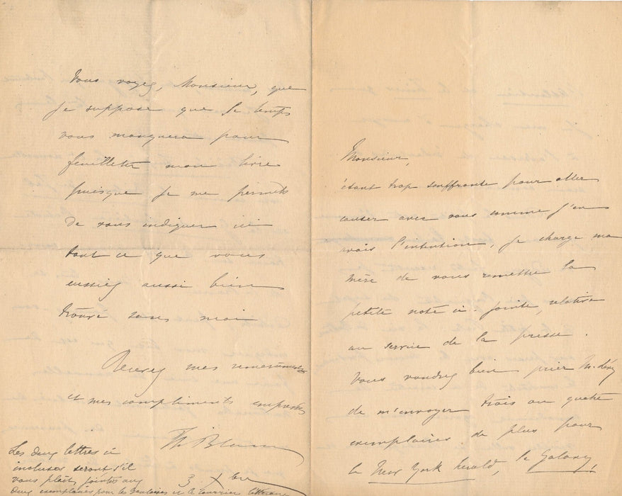 Thérèse BENTZON précise le sens de ses nouvelles lettre autographe signée