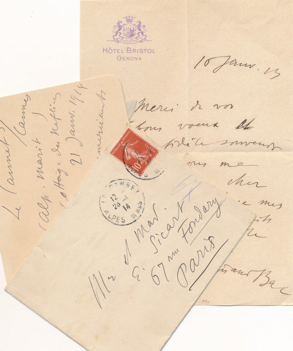 Ferdinand BAC 1 carte autographe signée ET 1 lettre échanges voeux