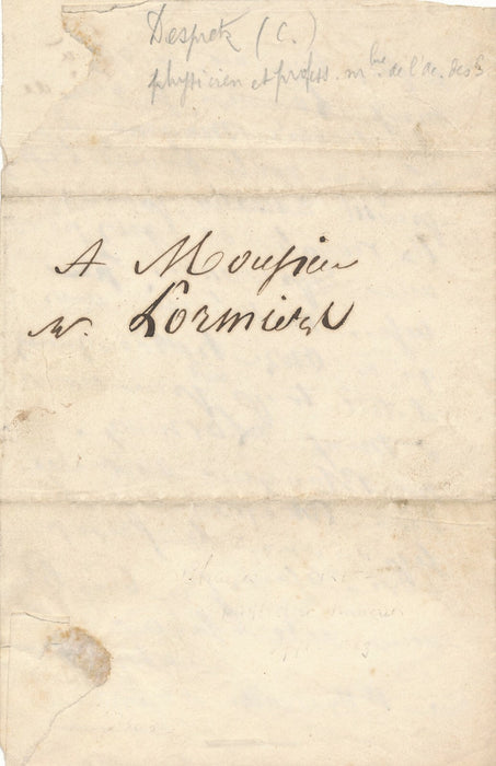 César DESPRETZ lettre autographe signée Physique abbé Moigno mathématique