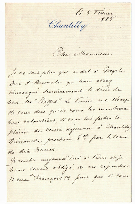 Henri PERROT CHAZELLES lettre autographe signée Aumale voir les RAFFET