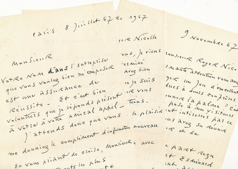 Roger WILD peintre illustrateur 3 lettres autographes signées exemplaire CHATOS