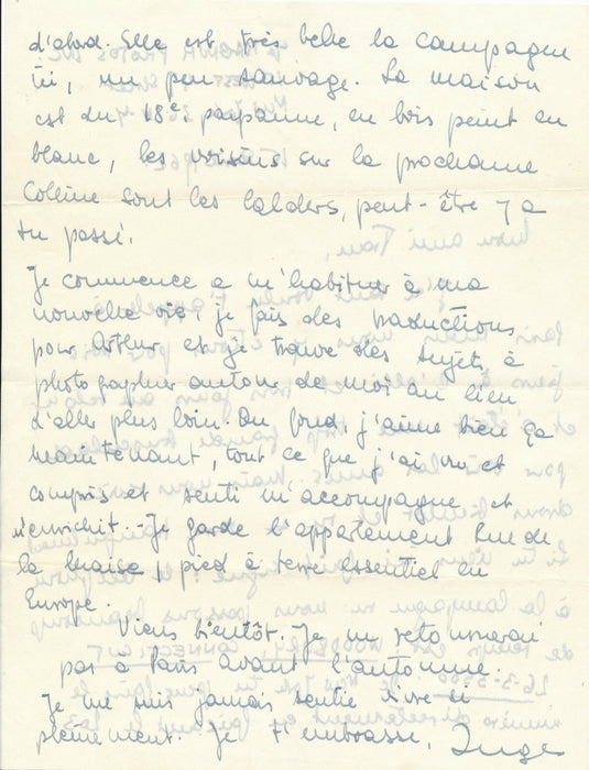 Photographie Inge MORATH lettre autographe signée sujets photographiques Miller