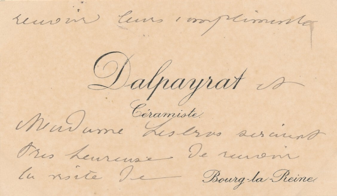 Pierre-Adrien DALPAYRAT céramiste céramique carte autographe Lesbros
